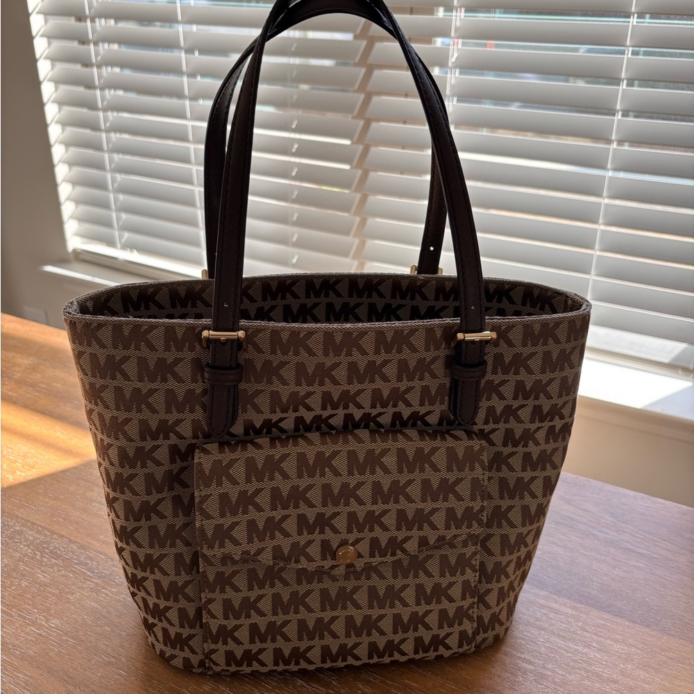 Michael Kors Jet Set Java - Brown Mk Monogram Tot… - image 1